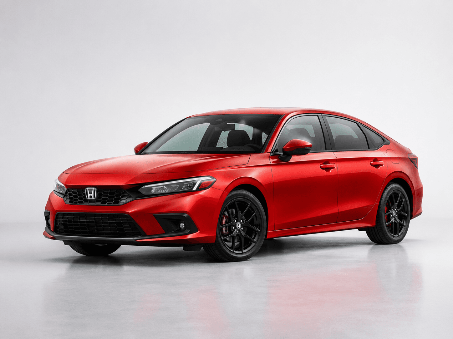 Honda Civic màu đỏ góc nhìn ngang